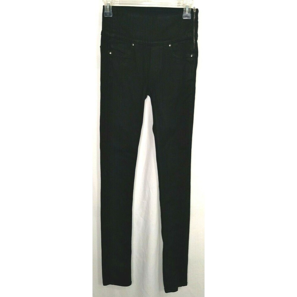 Spanx The Signature Skinny Black Mid Rise Side Zip Slimming Jeans Size 24 EUC
